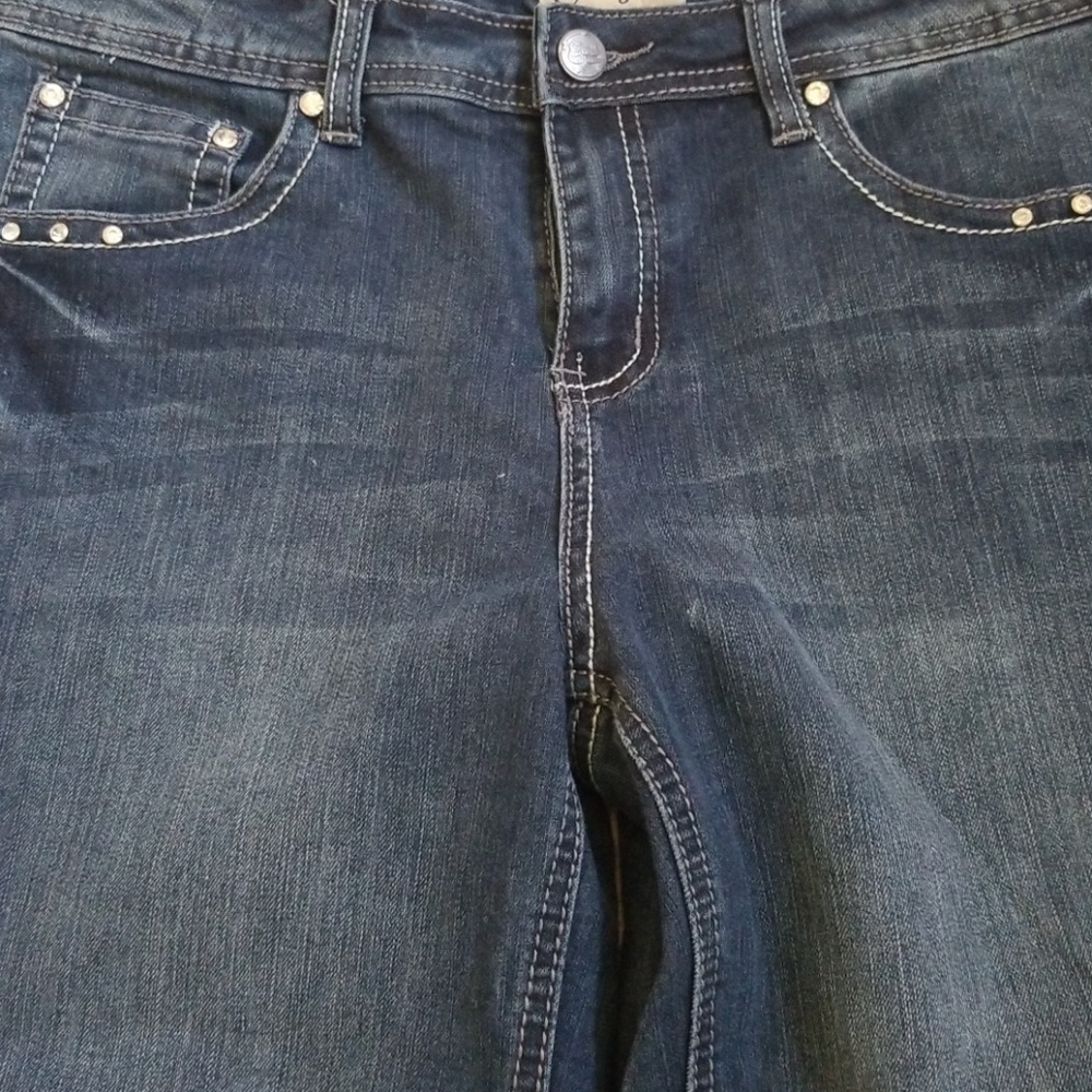 Womens Earl Sz 10 Jean Capri Med Wash EUC